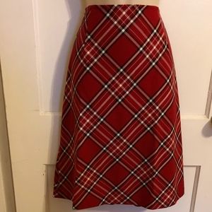 Vintage Benetton Flattering Red Plaid A-line Skirt